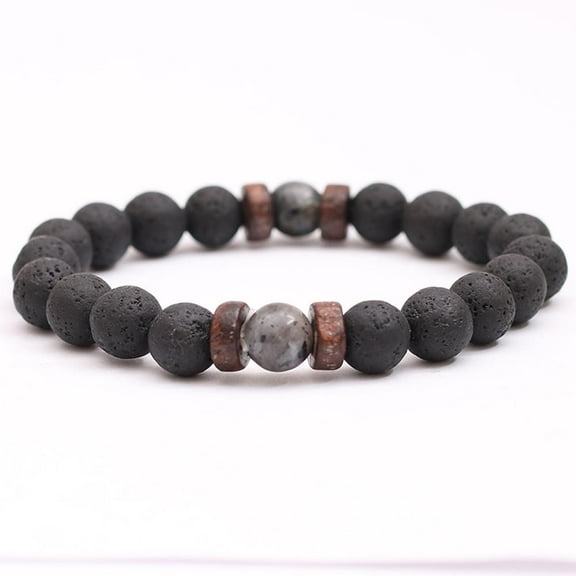 SDJMa Men Women Natural Stone Lava Rock Diffuser Bracelet Elastic Volcanic Rocks Beads Yoga Agate Beads Bracelet Bangle