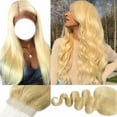 thumbnail image 1 of SEGO 4*4 Lace Closure Blonde Virgin Human Hair Bundles With 100% Unprocessed Human Hair Extensions For Women Silky Straight Soft, 1 of 6