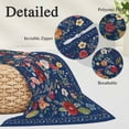 thumbnail image 2 of Navy Blue Flowers Pillow Covers, Linen Long Throw Pillow Case, Spring Vintage Floral Leaves Farmhouse Holiday Pillow Protector Decorative Cushion Cover for Living Room/Bedroom 12" x 20", 2 of 8
