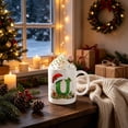 thumbnail image 4 of 11oz Christmas Initial Ceramic Coffee Mug, Festive Green Glitter Letter Design With Santa Hat Holiday Print, White Drinking Cup For Hot Cocoa Tea, Xmas Gift For Household Daily Use, 4 of 7