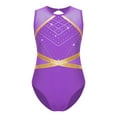 thumbnail image 3 of YONGHS Girls Sleeveless One Piece Gymnastics Leotards Tumbling Ballet Dance Unitard Bodysuit Purple 6, 3 of 7