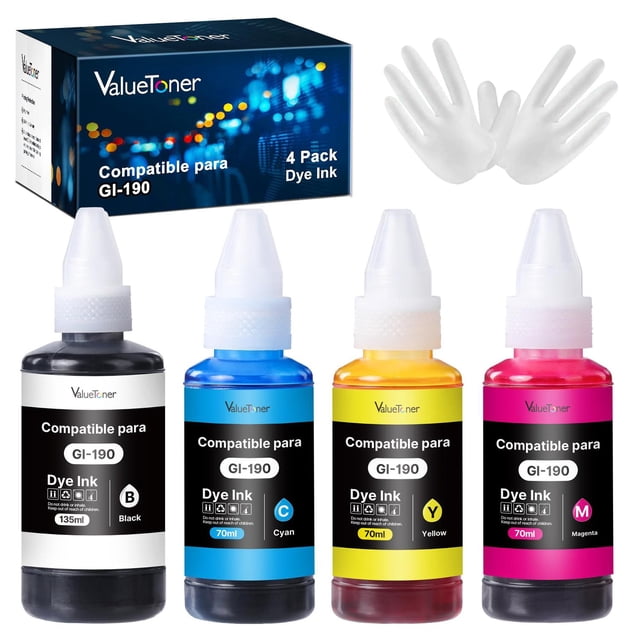 Botella de Tinta Valuetoner Compatible para Canon Negro Magenta Cian Amarillo Kit 4 Botellas