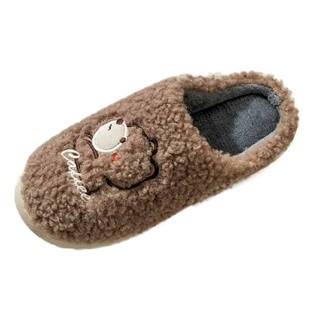 

XINSHIDE Men Slippers Couple Men Winter Indoor Home Plus Velvet Warm Thick Bottom Non-Slip Cotton Slippers Leisure Shoes