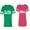 Men Green / Women Pink, variant on Clyde Bonnie Unisex Couple Matching Cotton Jersey style T-Shirt Contrasting stripes on sleeves (Men Green / Women Green) (Men S / Women S)