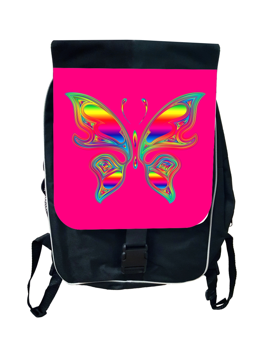 Accessory Avenue Girl Backpack Butterfly Striped Large School