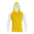thumbnail image 2 of Men's UPF 50+ Hooded Sun Shirt, Lightweight Long Sleeve Fishing Shirt with Hood, Quick-Dry Rash Guard Sun Protective Shirt for Hiking, Beach, and Outdoor Activities Yellow XL, 2 of 4
