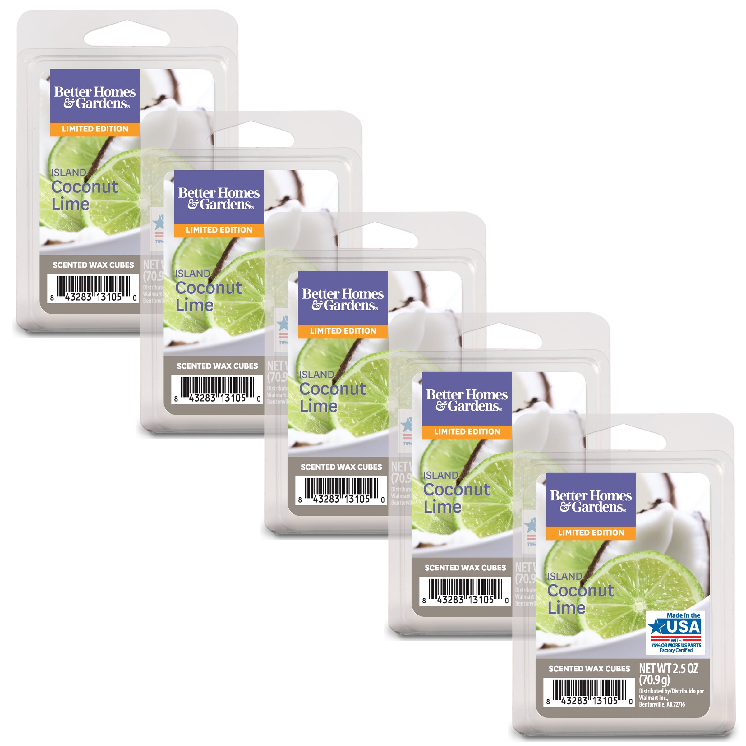 Blast from the Past Collection: Island Coconut Lime Scented Wax Melts, Better Homes & Gardens, 2.5 oz (5-Pack)