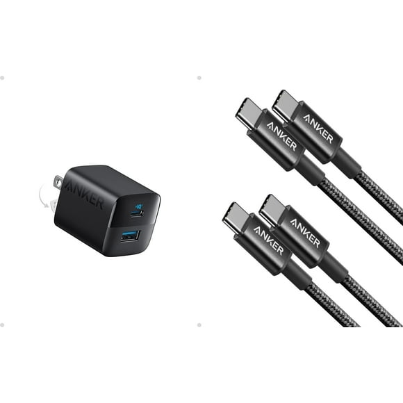 Cargador Anker USB C de 33 W, paquete de 2 con cable USB C, puerto PD de 60 W