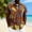 Brown, variant on GUZOM Mens Abstract Print Short Sleeve Button Down Shirt, Stretch Wrinkle Resistant Casual Hawaiian Style Vacation Top, Black,Size L