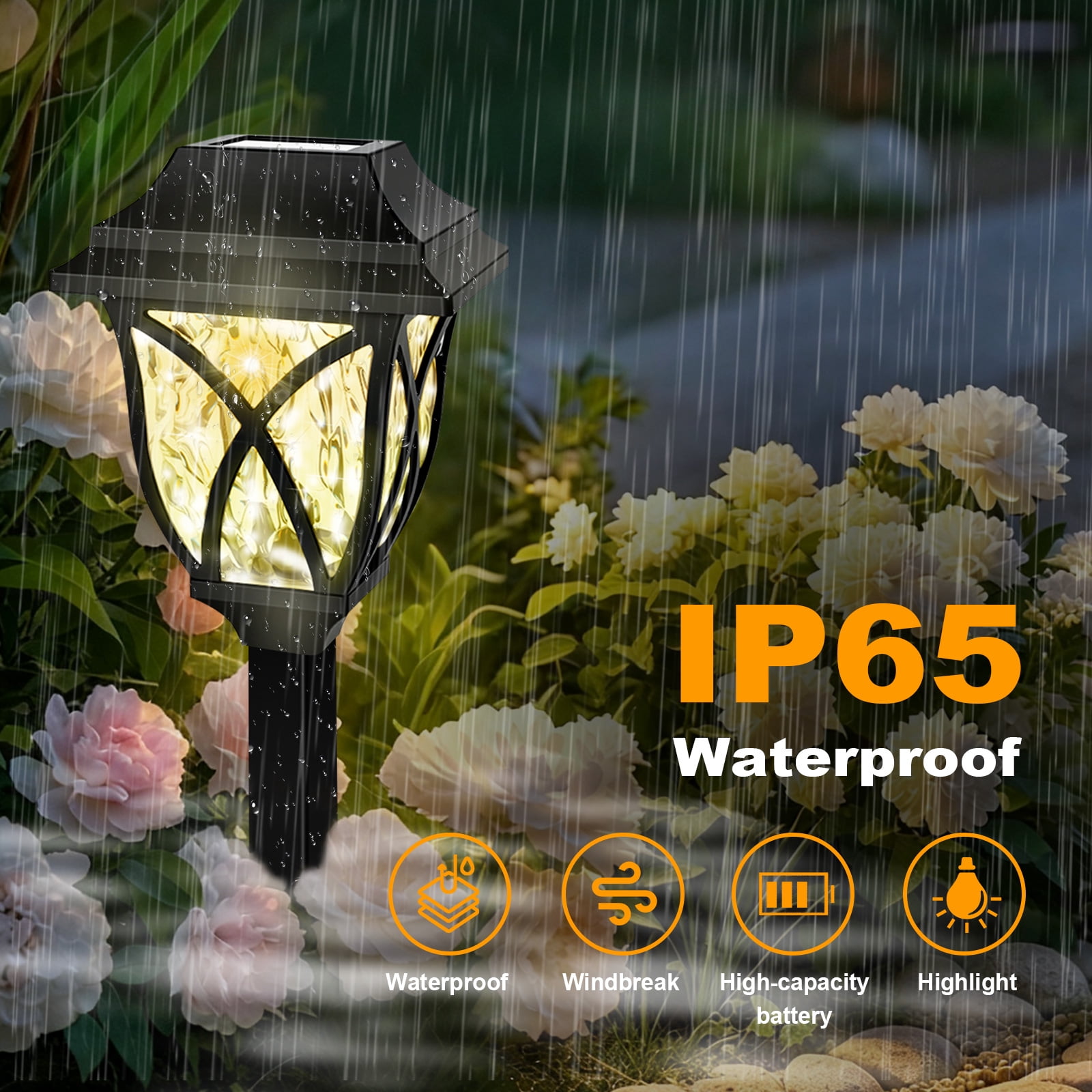 8 Pack Solar Lights Outdoor Waterproof for Garden Pathway Patio Yard Lawn Walkway Decorative Landscape Lighting, Warm White