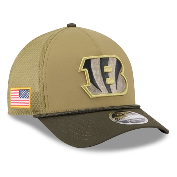 Youth New Era  Green/Dark Green Cincinnati Bengals 2025 Salute to Service 9FORTY A-Frame Adjustable Hat