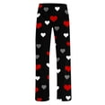 thumbnail image 4 of BLTIBY Women Valentine's Day Pajama Pant Autumn Spring Love Printed Comfy Lounge Wide Leg Fashion Casual Stretch Palazzo Pj Bottoms Trousers with Pockets Black 6 XXL, 4 of 4