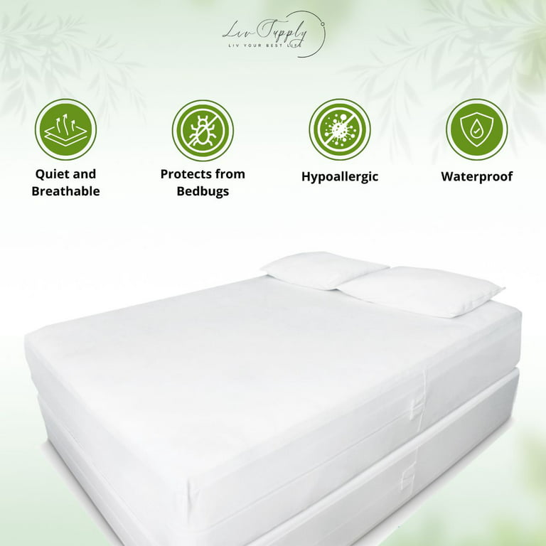 Liv Supply Waterproof Bed Bug Mattress Protector  Hypoallergenic and  Breathable Zipper Mattress Cover - Full 