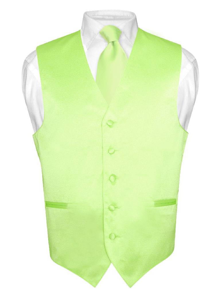 Mens Dress Vest & Necktie Solid Teal Color Neck Tie Set for Suit or Tuxedo