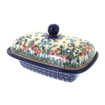 Blue Rose Polish Pottery Garden of Eden Butter Tub