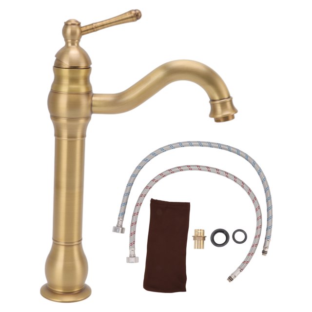Diseño de calabaza de latón, manguera y junta incluidas, perfecto para lavabos de baño domésticos Grifo de lavabo europeo vintage