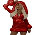 thumbnail image 3 of Robe à Capuche Duveteuse pour Femmes Manches Longues Robe Moulante en Fourrure Robe de Noël en Velours Robe de Père Noël Rouge S, 3 of 8