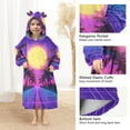 thumbnail image 3 of FORMRS Wearable Blanket Hoodie with Sleeves for Kids Cozy Flannel Sweatshirt, Purple Neon Road, 3 of 7