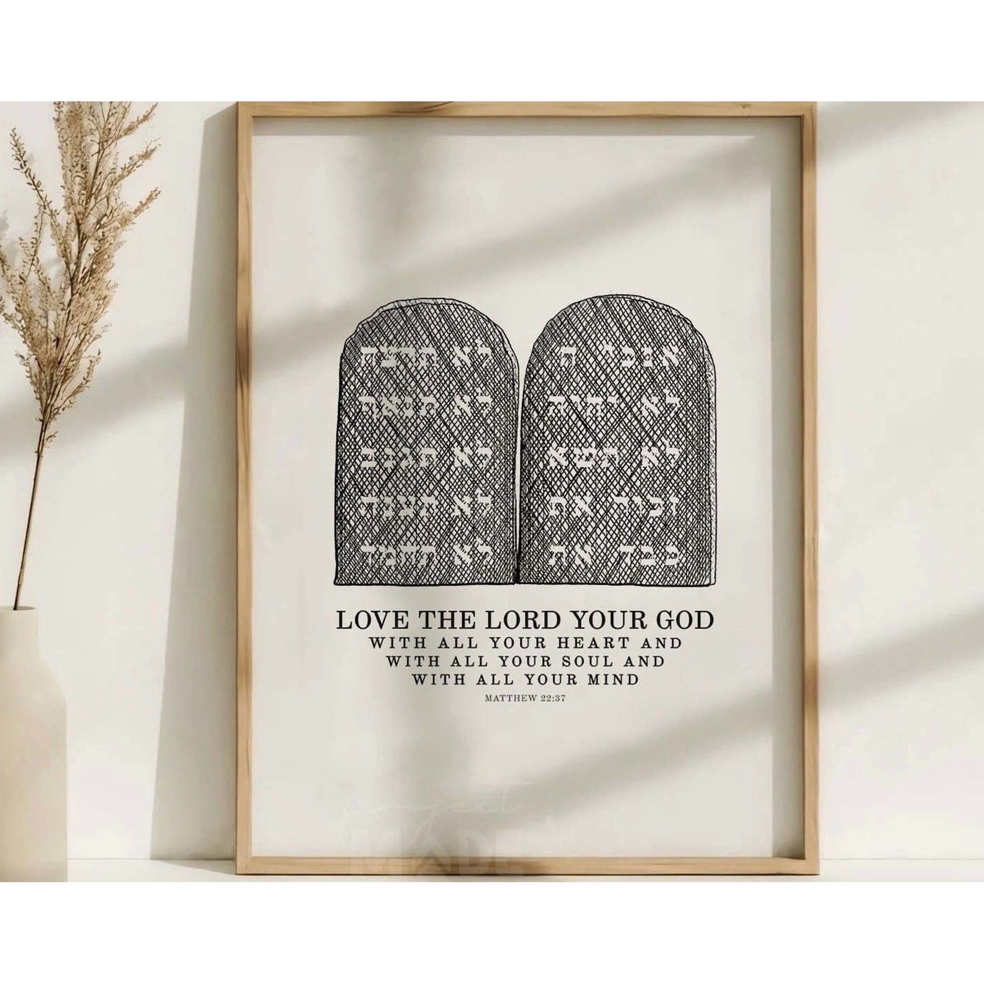 Ten Commandments Christ Commandment Bible Sketches Christian Modern Bible Verse Art Wall Minimalistic Christian Gift Print Wall Art Modern Wall Decor 8x12 UNFRAMED