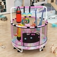 thumbnail image 5 of Baxluxe 55" 7-in-1 Upgraded Kids Trampoline, Reinforced Safe Design with Adjustable Height & Net, 500lbs Capacity Indoor and Outdoor Mini Trampoline for Boys & Girls Ages 3-8, Rainbow Unique, 5 of 7