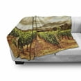 thumbnail image 3 of Country Soft Flannel Fleece Throw Blanket, Grape Valley Clouds over Vineyard Fruit Plantation Digital Print, Cozy Plush for Indoor and Outdoor Use, 50" x 60", Burnt Orange Off White, by Ambesonne, 3 of 6