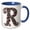 Blue/White, variant on 3drose, Pretty Image of Ruby Jeweled Monogram Letter R, 11oz Two-tone Red Mug