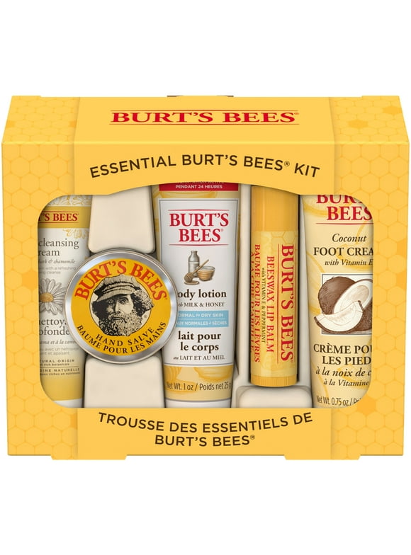 Burt's Bees Essential Gift Set, Cleansing Cream, Hand Salve, Body Lotion, Foot Cream, Lip Balm