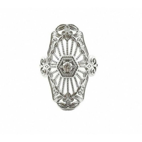 Vintage Art Deco Openwork Filigree Diamond Engagement Ring, Antique Floral Cluster Diamond Wedding Ring, 1.8 Ct Simulated Diamond, 925 Sterling Silver, Gift For Mother