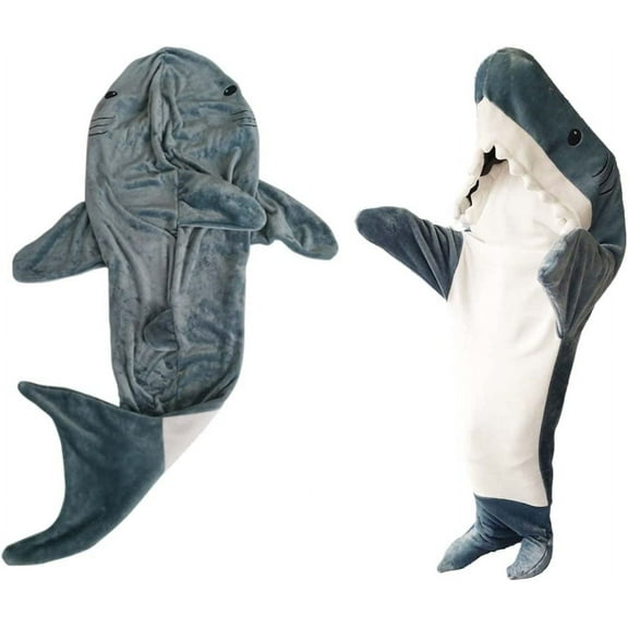 Shark Blanket for Boys Girls Super Soft Cozy Flannel Hoodie Shark Tail Wearable Fleece Throw Blanket (S Fits Heights Less Than 4'5").