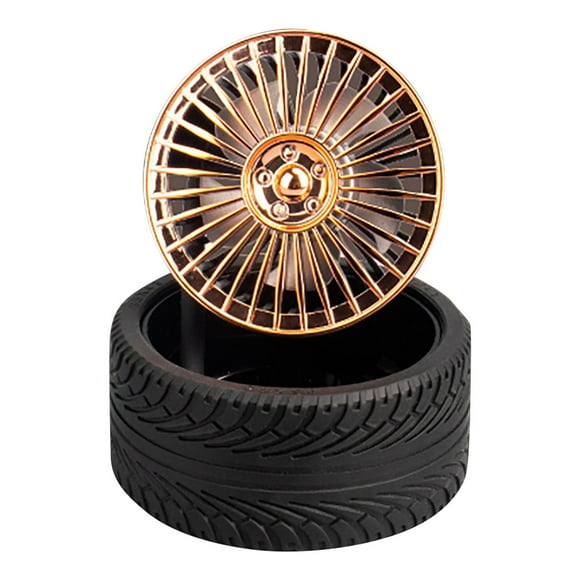 Small Usb Fan, Creative Electroplating Retro Wheel Shape Pull Wind Fan for Desktop Ornament and Decoration