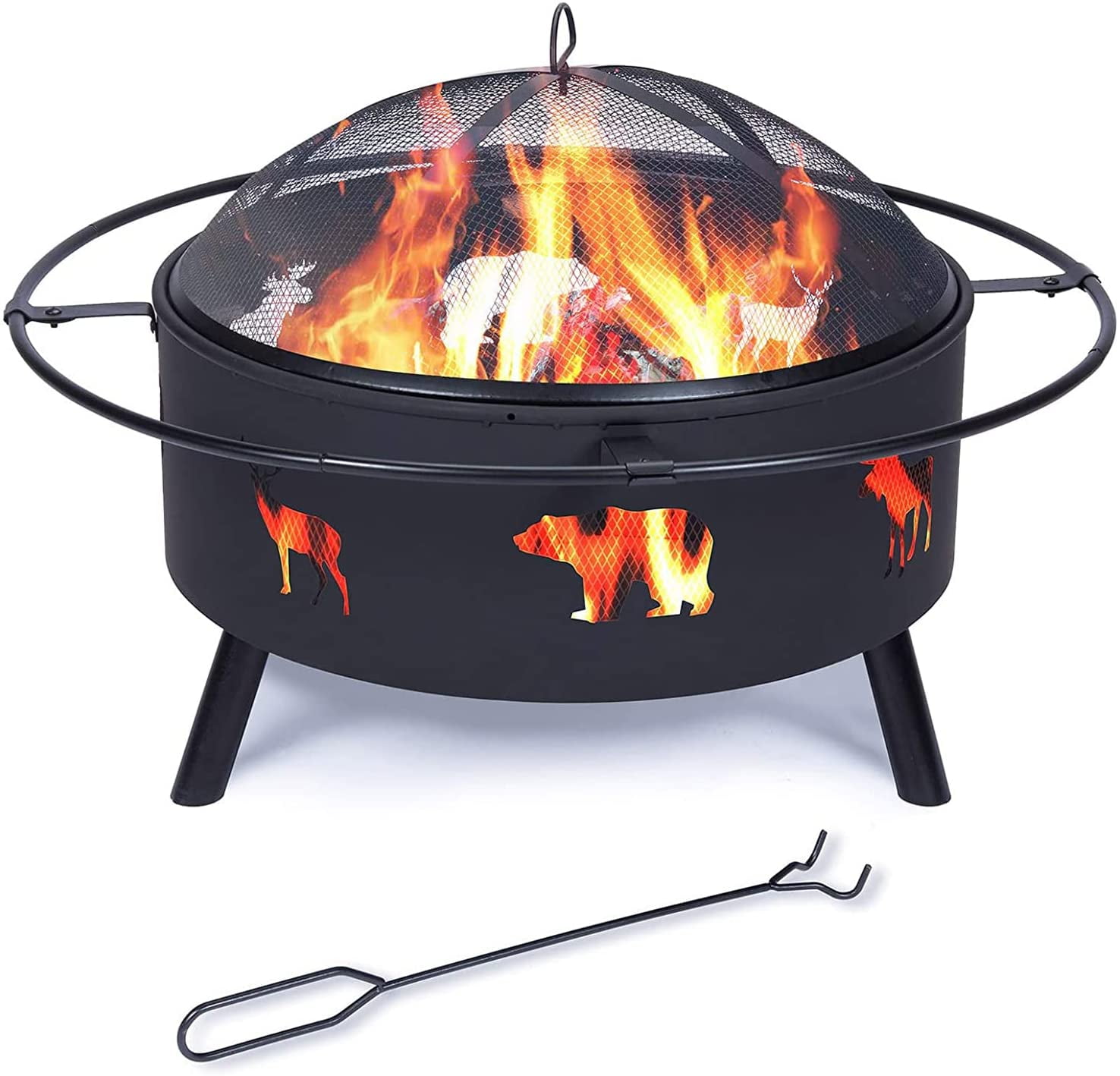 Fire Pit Ring/Liner Outdoor BBQ Table Grill Garden Wood Burning Fireplace Stove 