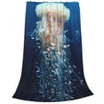 thumbnail image 2 of Honeii White Jellyfish Dansing in the Ocean Print Fleece Blanket - Throw Blanket for Bed, Sofa, Couch, Camping, and Travel , Microplush Ultra Soft Warm Blanket-40"x30", 2 of 7