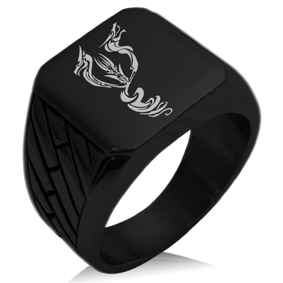 Stainless Steel Menacing Hydra Geometric Pattern Biker Style Polished Ring