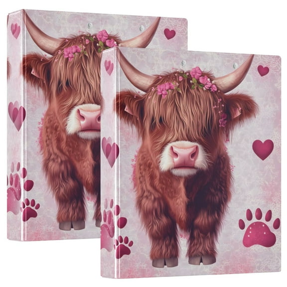 joogoo Cattle Footprints Hardcover 3 Ring Binder 1.5" Round Rings Interior Pockets Binders Organizer 2 Pack
