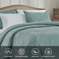 thumbnail image 6 of Bourina Modern Floral 3-Piece Quilt Set, Aqua,Queen,Lightweight & Comfortable,Perfect for All Seasons, 6 of 8