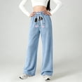 thumbnail image 2 of oqasdz Letter Print Girls Wide Leg Pants Drawstring Trousers for Youth Sports Fashion Comfort Fit Casual Dailywear, 2 of 4