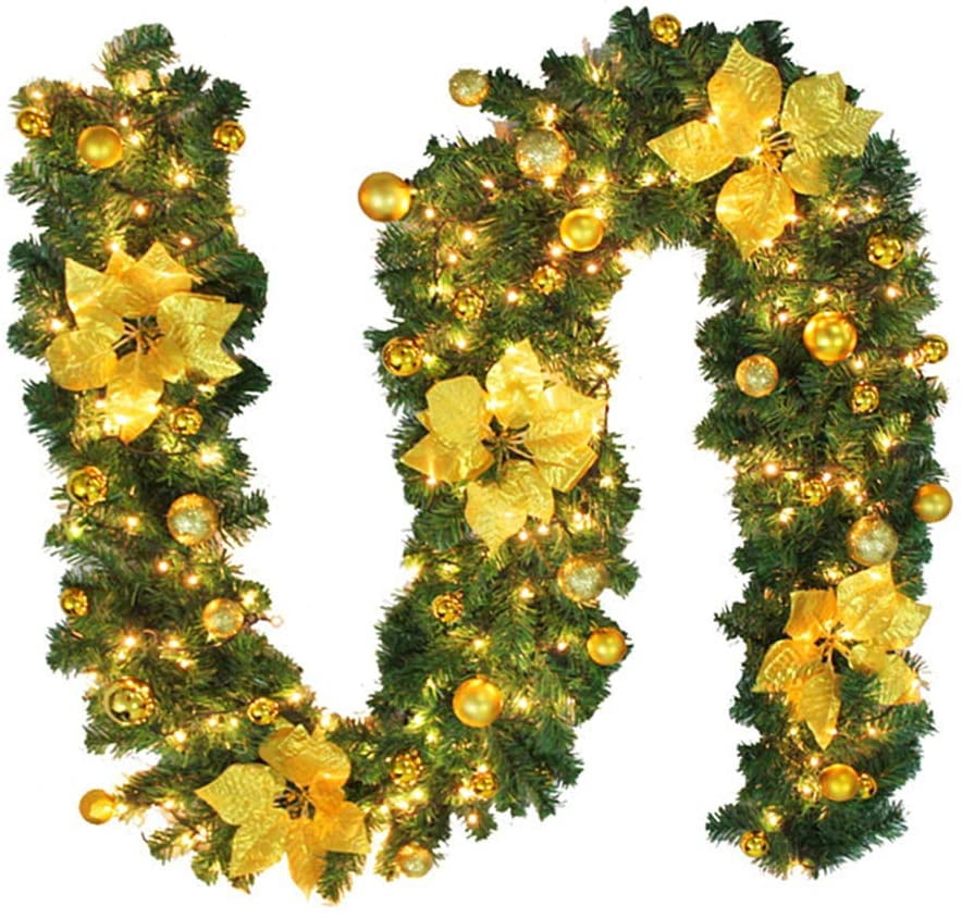 Christmas Garland with Lights Battery Operated Xmas Garland Artificial