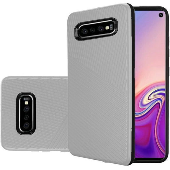 GSA Textured Embossed Lines Case for Samsung Galaxy S10 (6.1") - Silver