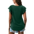 thumbnail image 4 of Womens Summer Tops Dressy Casual Ruffle Short Sleeve Crewneck Shirts Solid Color Loose Fit Basic T Shirts Tunic Blouses, 4 of 6