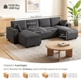 thumbnail image 3 of HOMCOM Sofa with Double Chaises, Modular U Shaped Couch, Dark Grey, 3 of 10