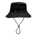 thumbnail image 2 of Xfvqtps Womens Sun Hat Wide Brim Adjustable Drawstring Foldable Sunscreen Sunshade Solid Color Waterproof Breathable Beach Outdoor Summer Fisherman Hat Black, 2 of 4