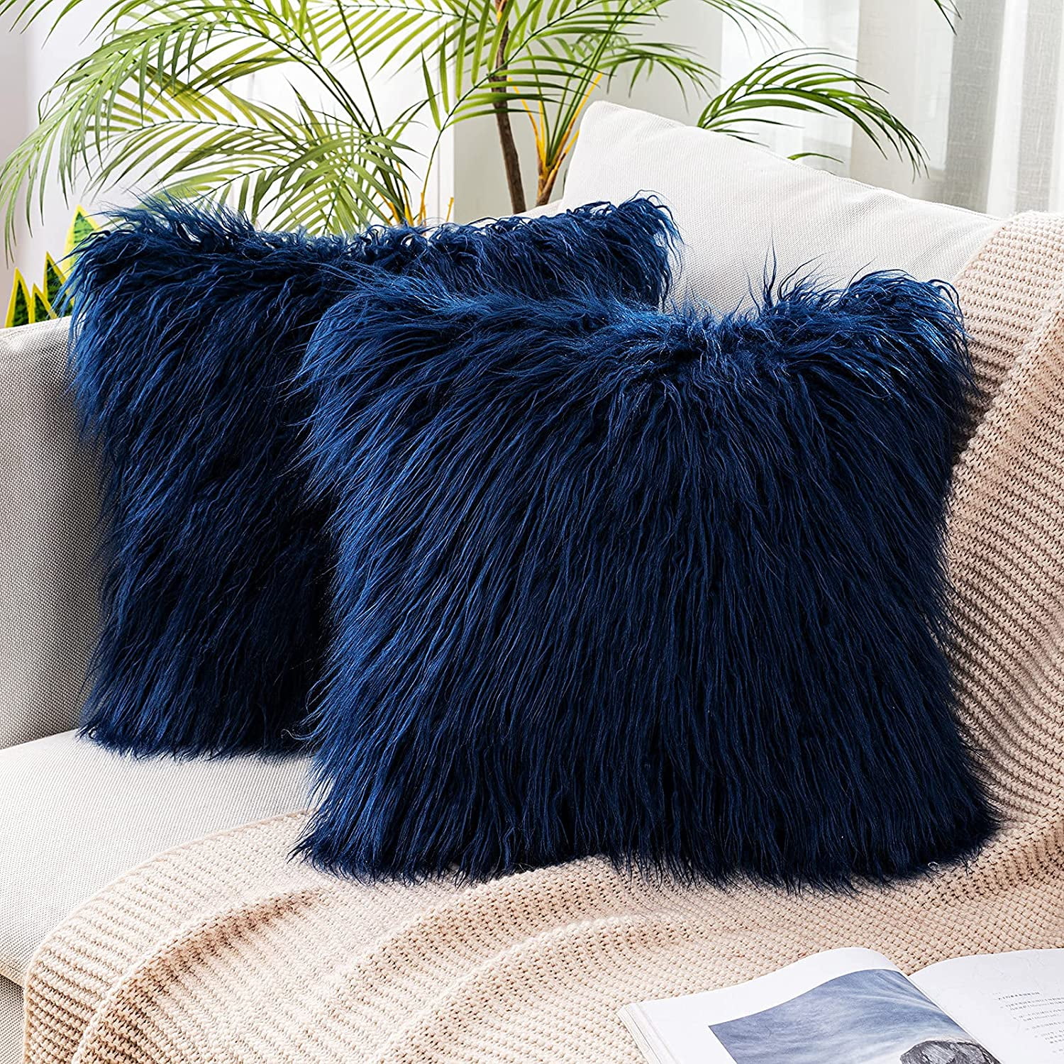 GreatRise – Carré De Fausse Fourrure Shaggy 25x25 Cm | Patch Doux Pour Vêtements, Coussins, Décorations – Bleu Saphir - 4