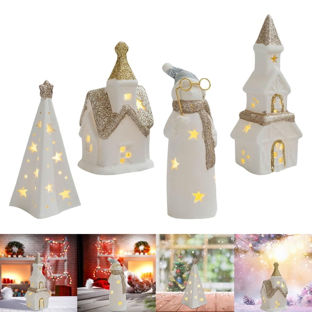 4 adornos de cerámica decorativos navideños para la entrada de suministros para fiestas Soledad Hogar decorativo