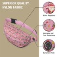 thumbnail image 5 of Fanny Pack Pink Christmas Santa and Tree Pattern Waist Pack Bag,Running Cross Bag,Waterproof Large Fanny Packs for Women Men for Travel Running Hiking Cycling, 5 of 6