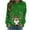 Green, variant on Darzheoy Womens Tops Casual Solid Color Christmas Graphic Pullover Hoodless Printed Sweatshirts Fall Winter Loose Round Neck Fashion Seamless Long Sleeve Blouses