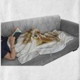 thumbnail image 6 of Animal Soft Flannel Fleece Throw Blanket, Cat Playing with Feather in Watercolors Hand Drawn Illustration Art, Cozy Plush for Indoor and Outdoor Use, 50" x 70", Apricot Cream White, by Ambesonne, 6 of 6