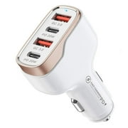 40W USB Fast Car Charger 4 Ports Car Charger Adapter Dual Type C PD 20W For Motorcycle Marine Boat RV ATV ,Multi-Device Charger