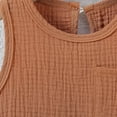 thumbnail image 5 of Atogsazn Baby Boys Summer Clothes Set Toddler Linen Sleeveless Tank Top Shorts Outfit with Pocket Brown 12-18 Months, 5 of 9