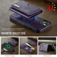 thumbnail image 6 of PU Leather Wallet Phone Case Compatible with iPhone 13, with Card Holder 2 in 1 Detachable Back Cover for iPhone 13, RFID Blocking Kickstand Heavy Duty Classic Magnetic - Purple, 6 of 11