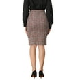 thumbnail image 3 of INSPIRE CHIC Women's Plaid Tweed Skirt High Waist Split Knee Length Skirts XS Burgundy, 3 of 5